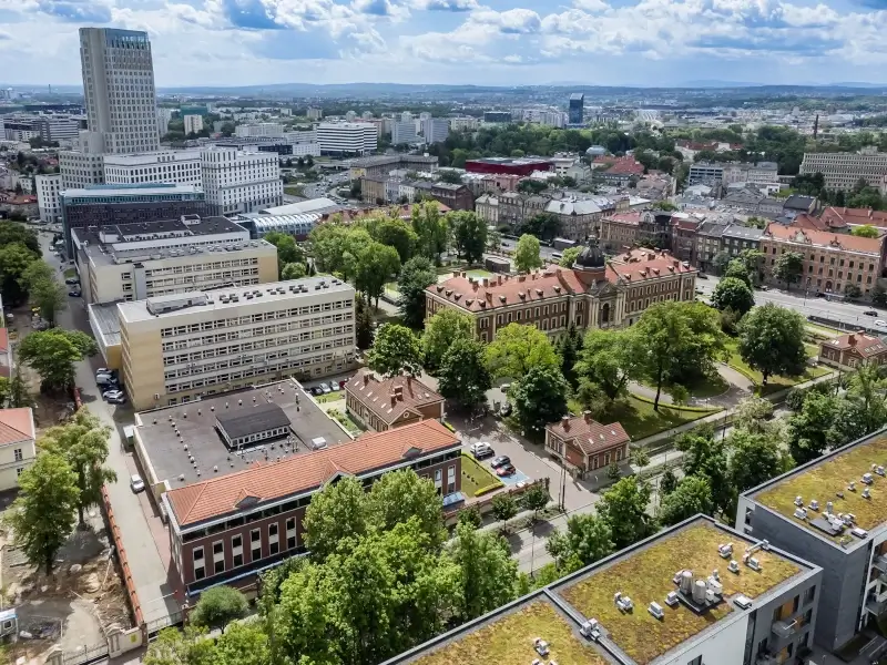 Kampus Uniwersytetu Ekonomicznego w Krakowie z lotu ptaka