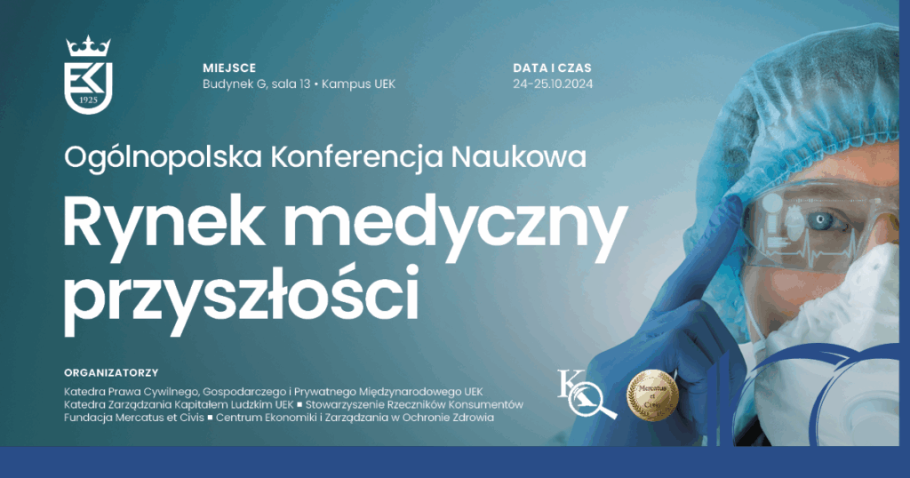 Plakat związany z konferencją. na tle lekarz chirurg