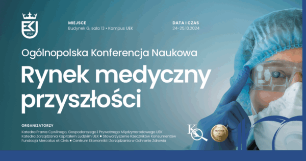 Plakat związany z konferencją. na tle lekarz chirurg